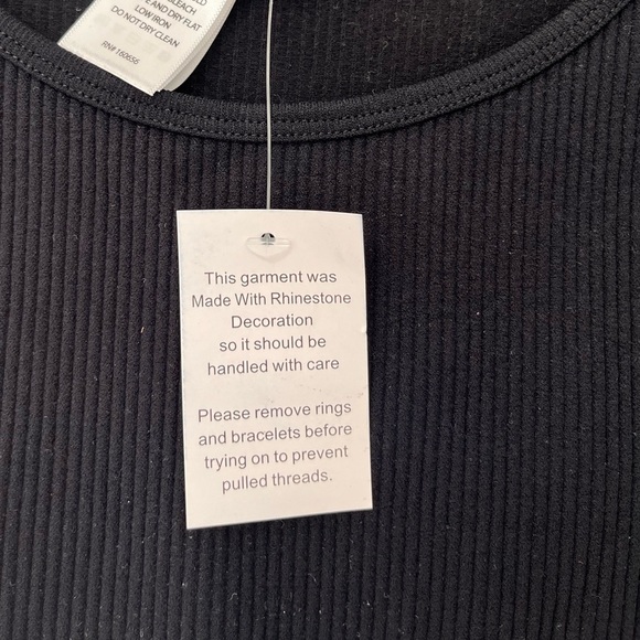 NWT Sincerely Jules Black Beaded Fringe Crop Top S/M - Picture 6 of 10